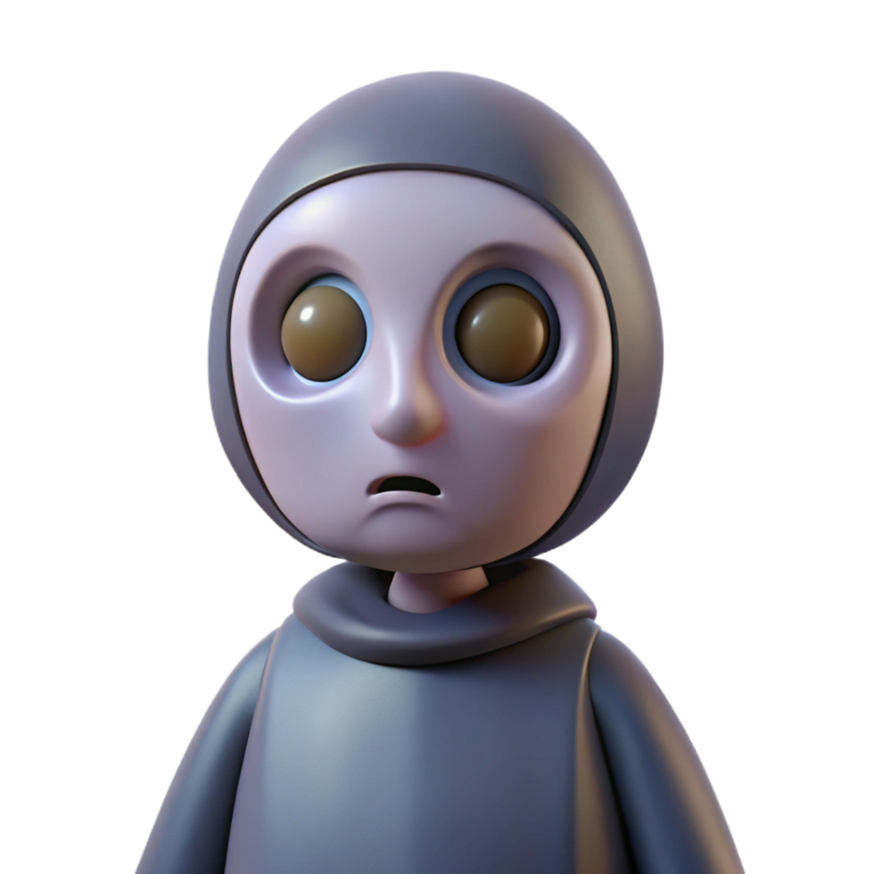 extraordinary modern 3D Cartoon Character Render, Surprised Expression professional png