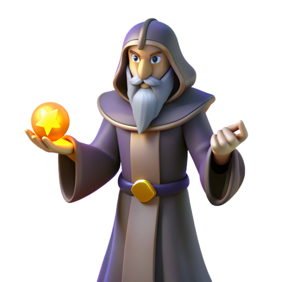 serene rustic Wise Wizard 3D Render genuine png
