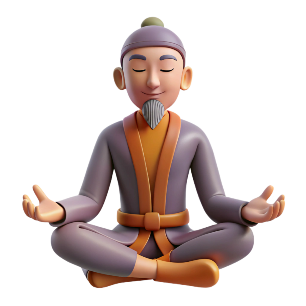 beautiful modern 3D Render Peaceful Monk in Lotus Pose exclusive png