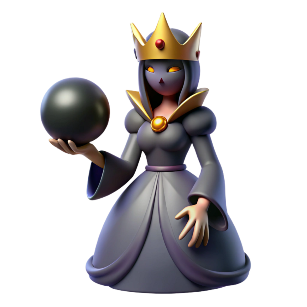 dramatic modern Dark Queen 3D Render authentic png