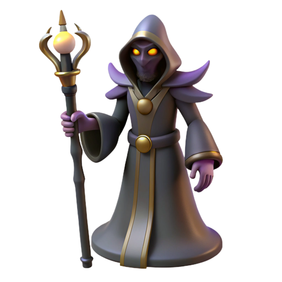 serene abstract Dark Wizard 3D Render high resolution png