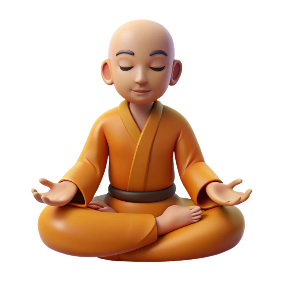 vibrant contemporary 3D Monk in Meditation Pose Illustration detailed png
