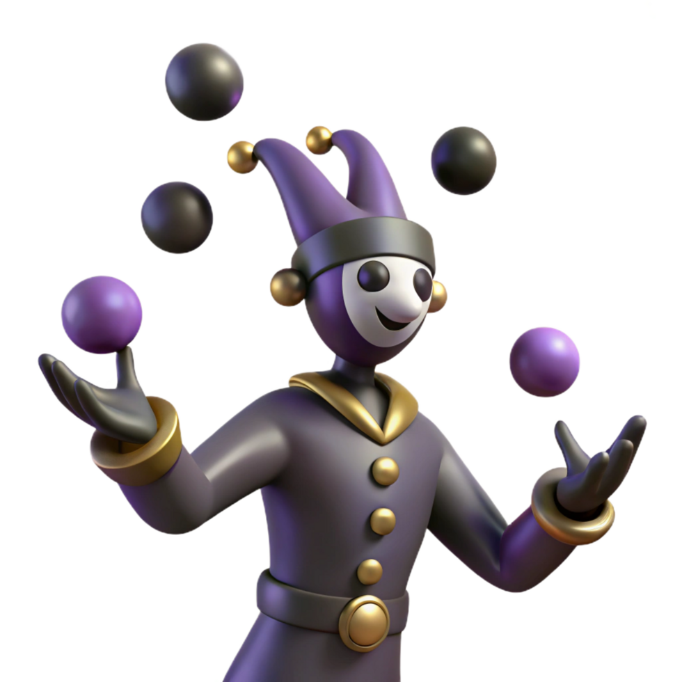 impressive traditional 3D Juggling Jester Illustration genuine png