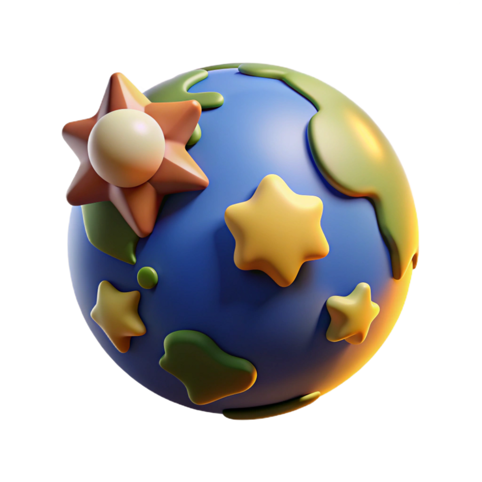 serene traditional Cartoon 3D Planet Illustration high quality png
