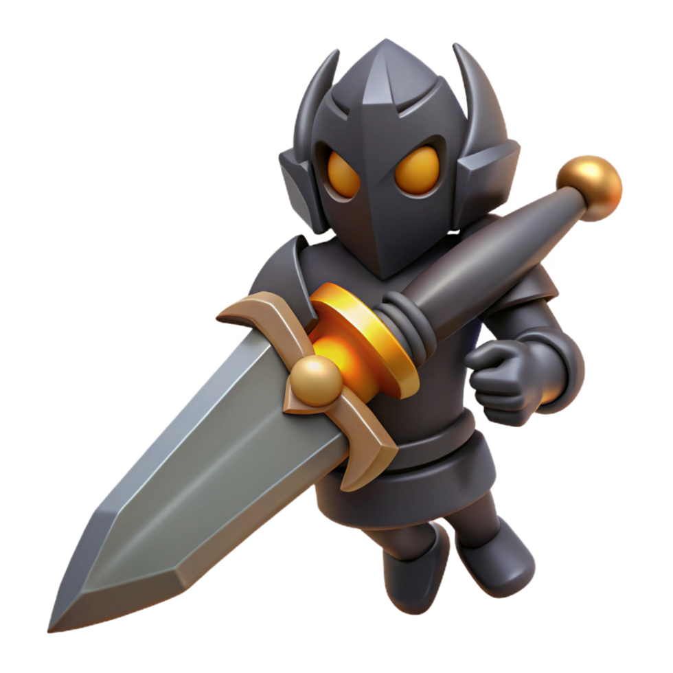 serene vintage 3D Cartoon Knight with Dagger Illustration high quality png