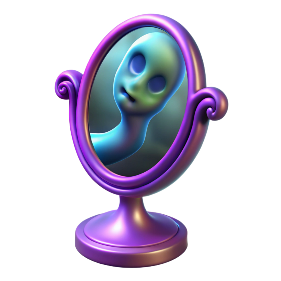 elegant artistic 3D Render of Alien in Mirror original png
