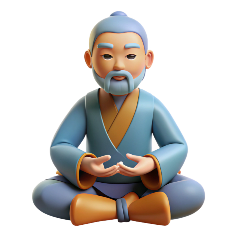extraordinary abstract 3D Render of a Meditating Sage premium png
