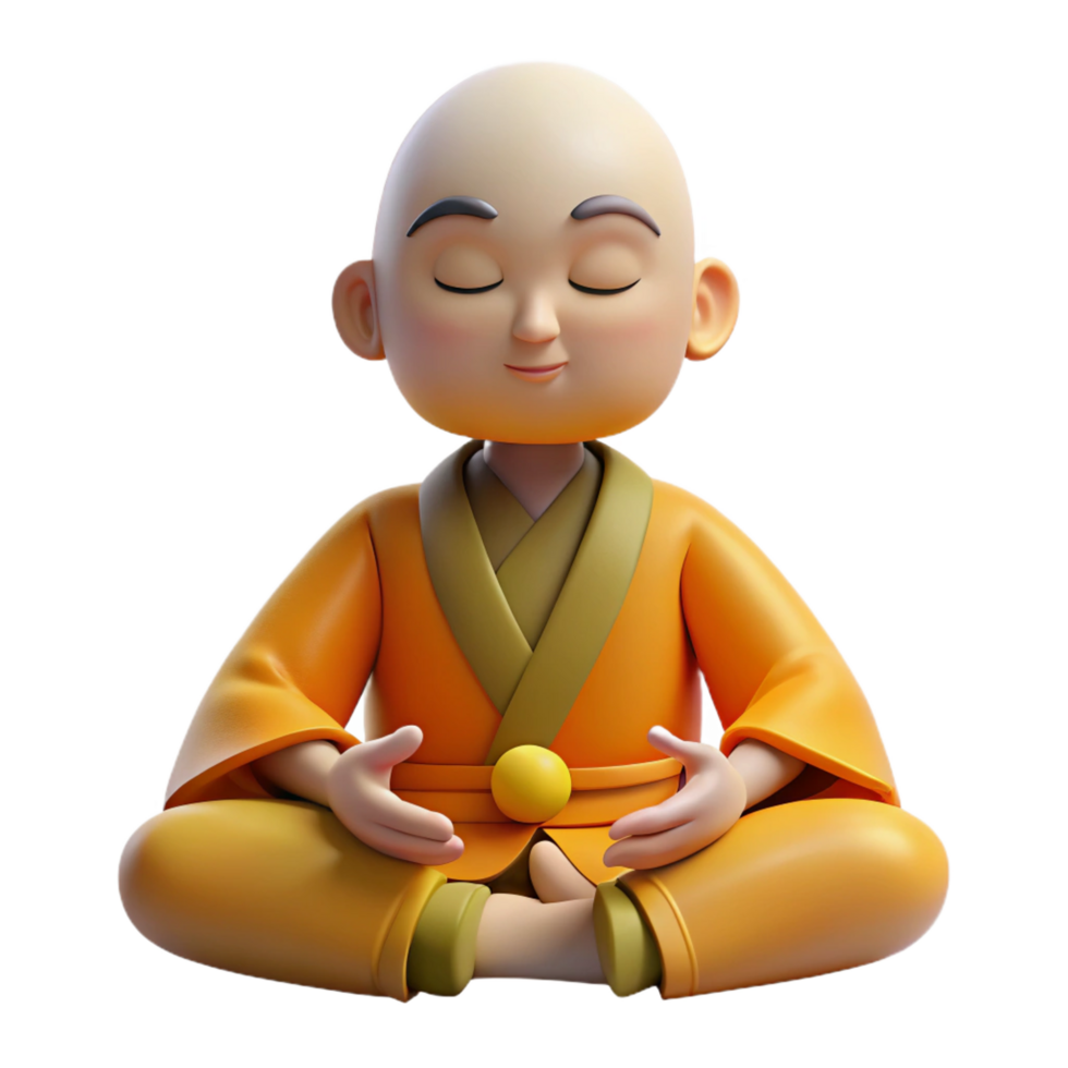 vibrant creative 3D Render Monk Meditation Illustration professional png