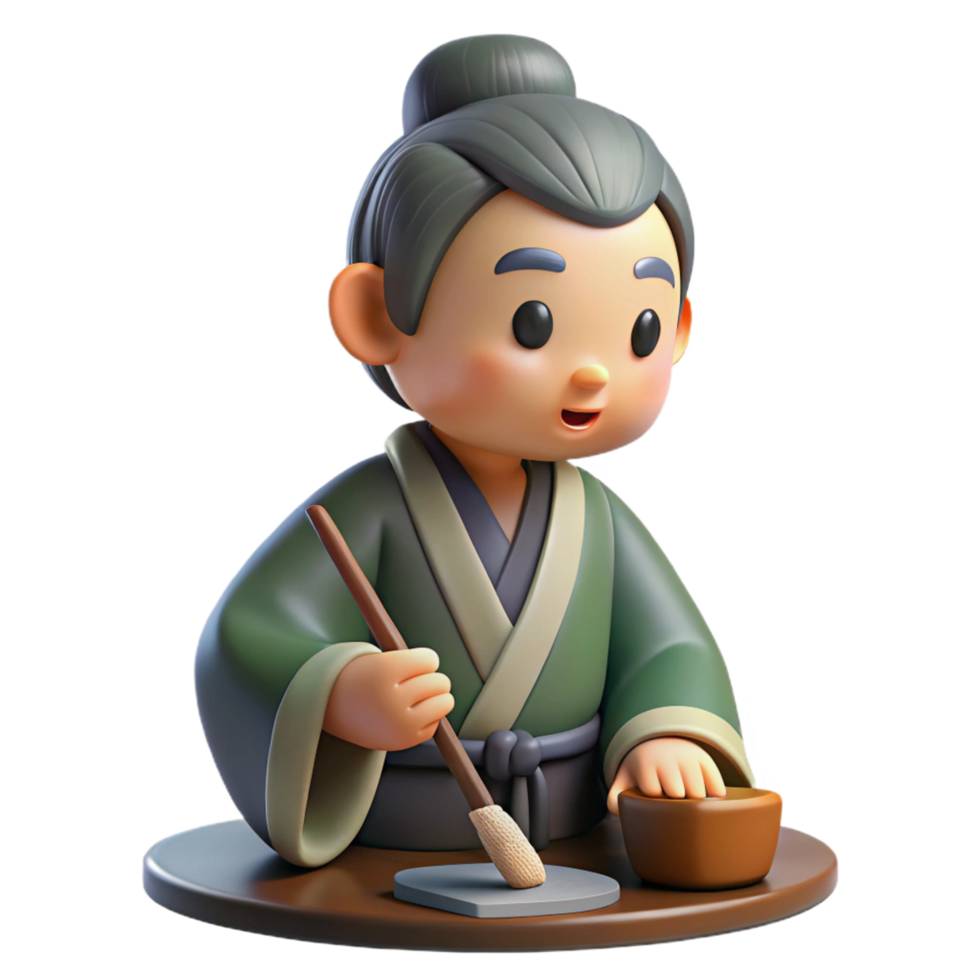 vibrant classic 3D Cartoon Character Ink Painting high resolution png