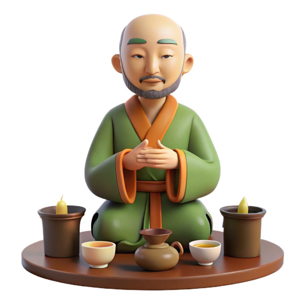 dramatic artistic 3D Render of Asian Tea Ceremony premium png