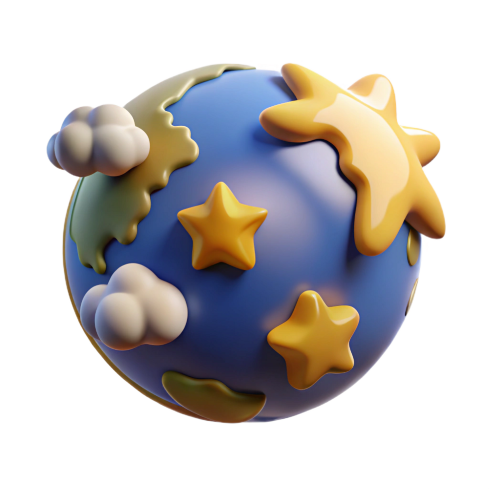 extraordinary modern Whimsical 3D Planet Illustration premium png