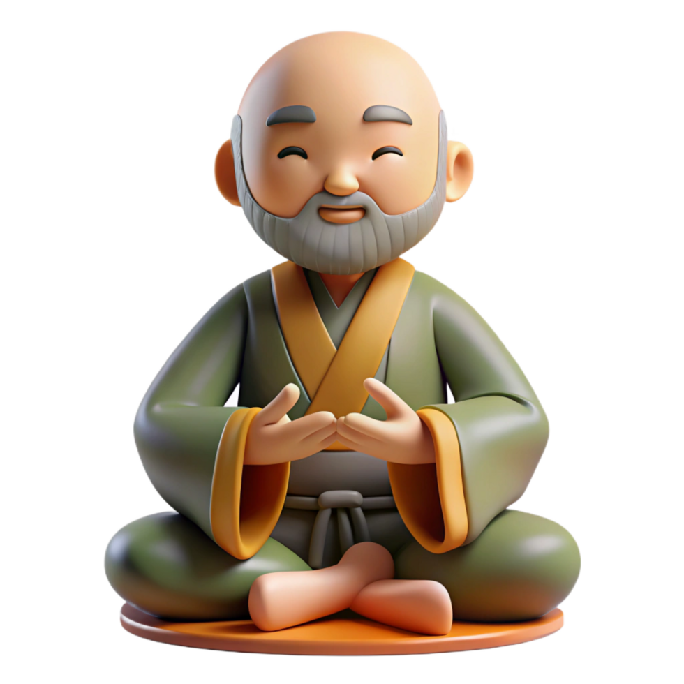 extraordinary abstract 3D Render of a Serene Monk Meditating high resolution png