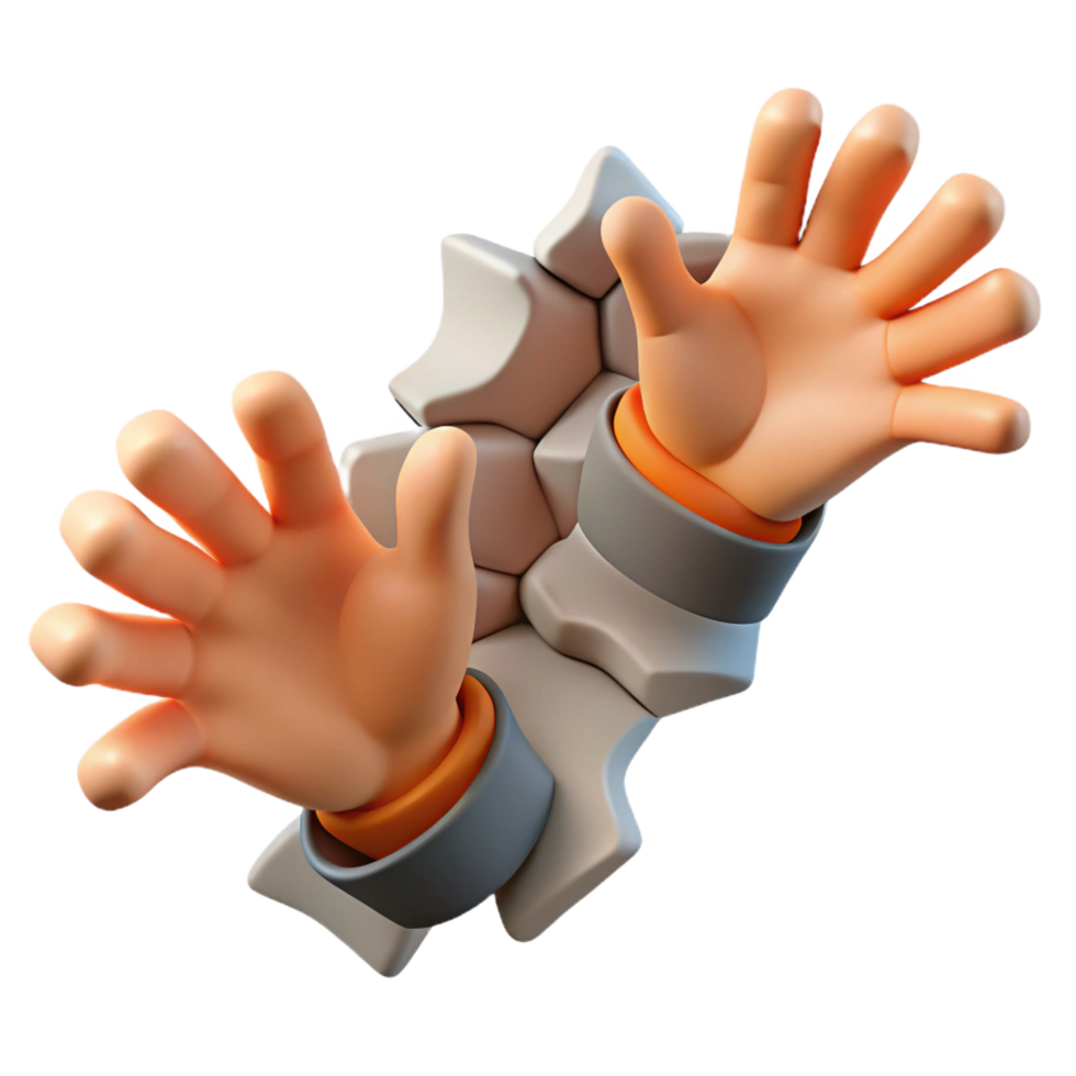 magnificent abstract 3D Cartoon Hands Breaking Through detailed png