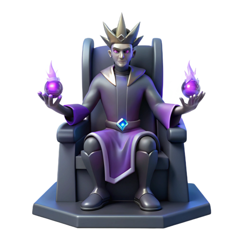 stunning contemporary 3D Render King on Throne with Magic premium png