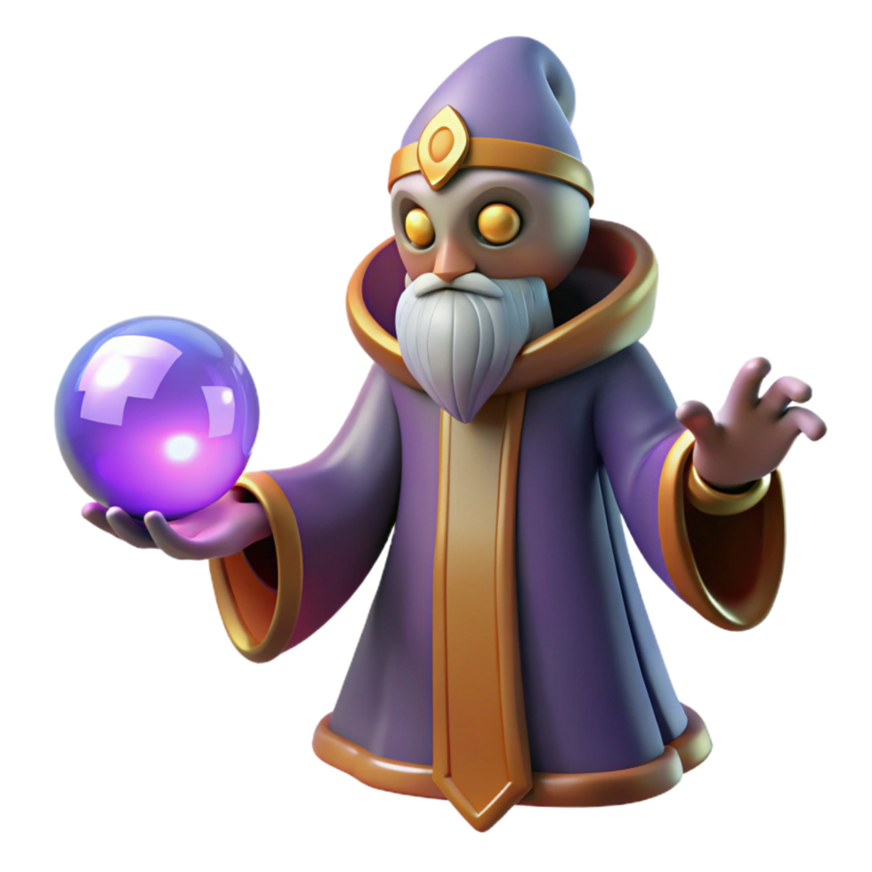 elegant vintage Wise Wizard 3D Render genuine png