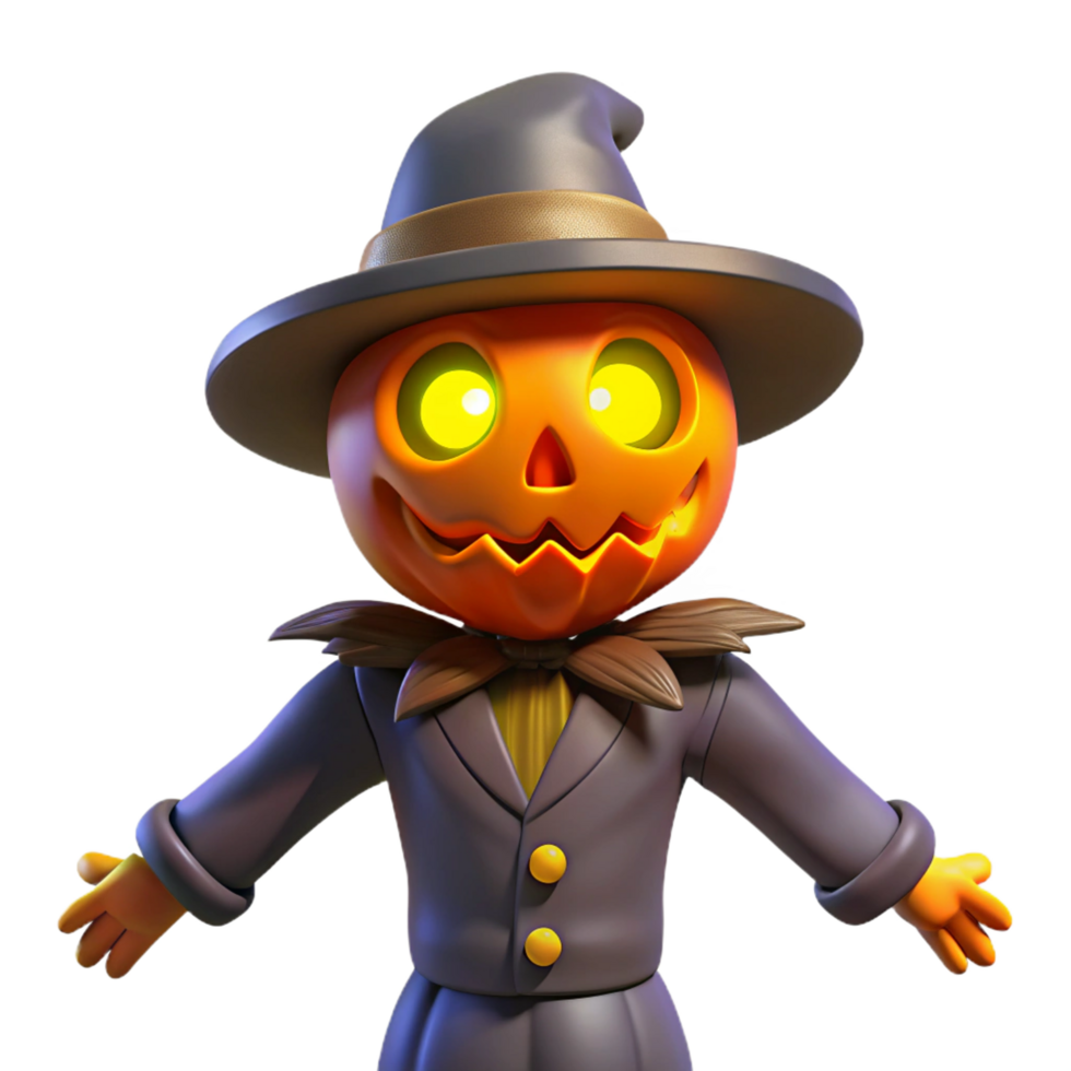 elegant creative 3D Halloween Pumpkin Scarecrow Illustration high quality png