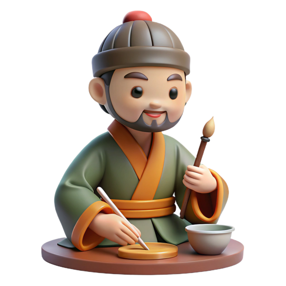 magnificent vintage 3D Cartoon Artist Figure Illustration detailed png