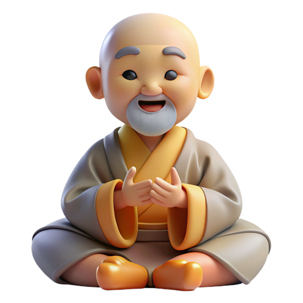 impressive classic 3D Cartoon Monk Illustration genuine png