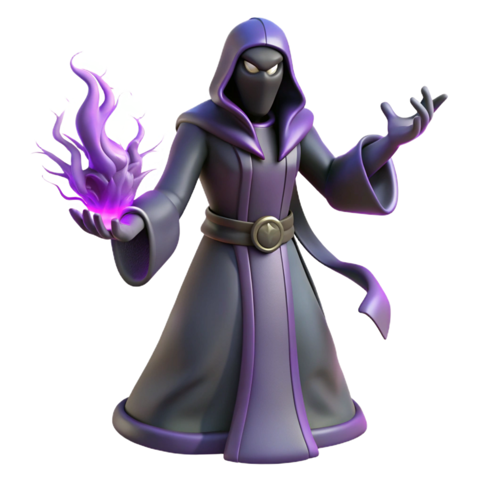 elegant classic 3D Render Dark Wizard Purple Robe Magic 4K png