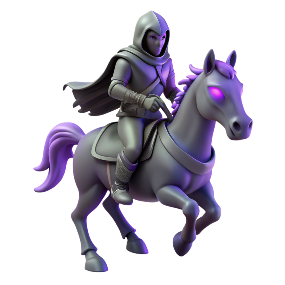 elegant vintage 3D Render Hooded Rider on Horseback high resolution png