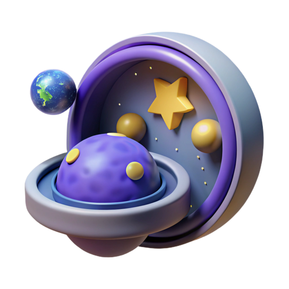 magnificent contemporary 3D Render of a Colorful Planetary System genuine png