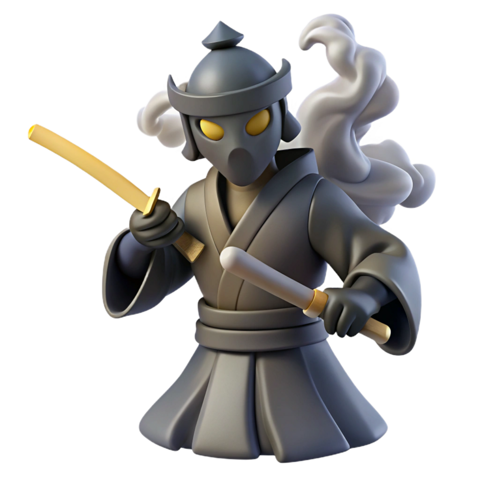 serene minimalist 3D Render of a Stylized Warrior original png