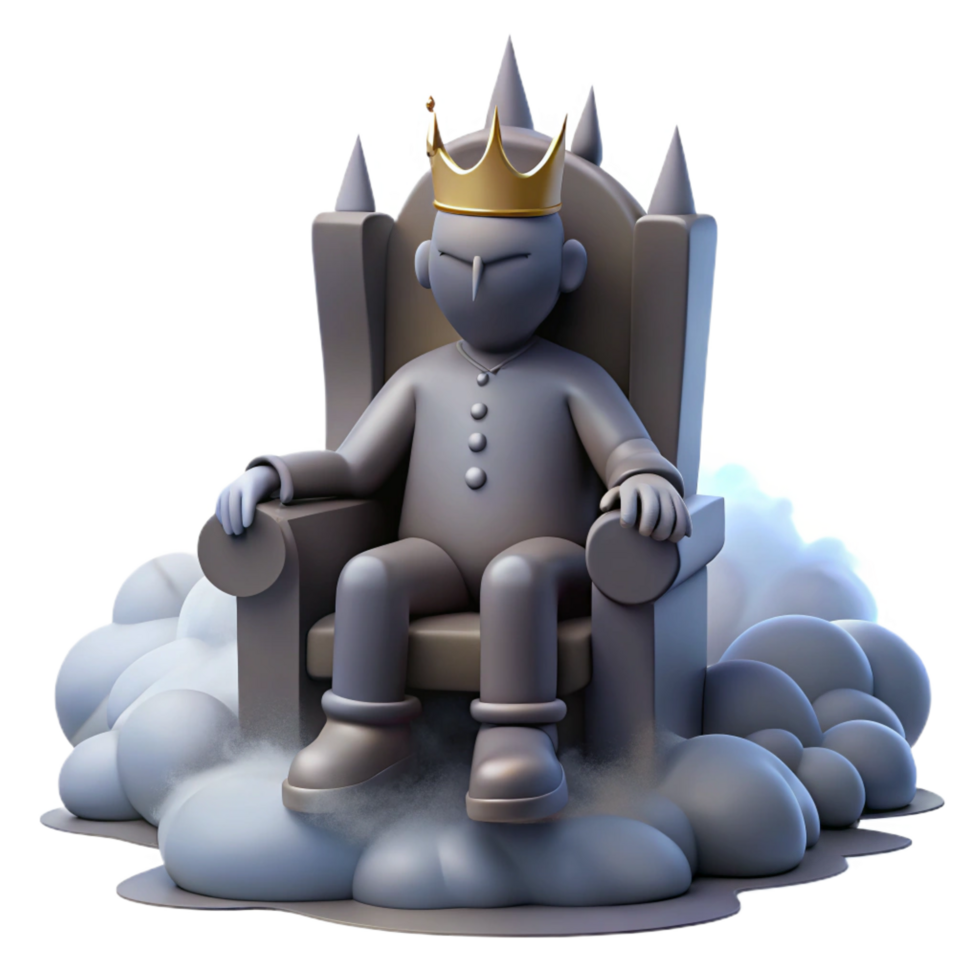 serene creative 3D Render King on Throne Cloud Illustration high resolution png