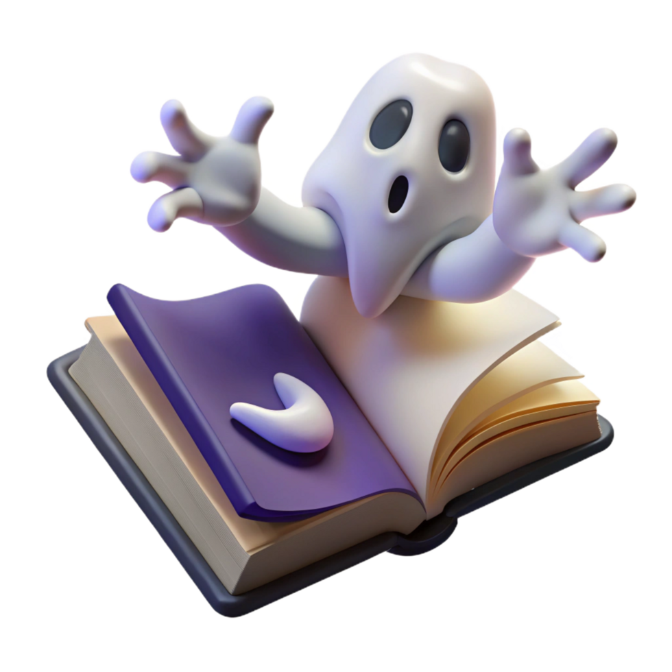 beautiful vintage 3D Ghost Emerging from Book Illustration high resolution png