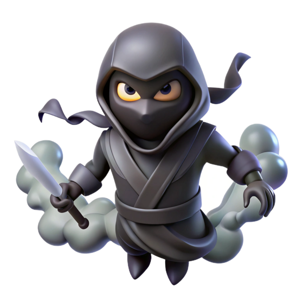 vibrant contemporary 3D Ninja Cartoon Illustration genuine png