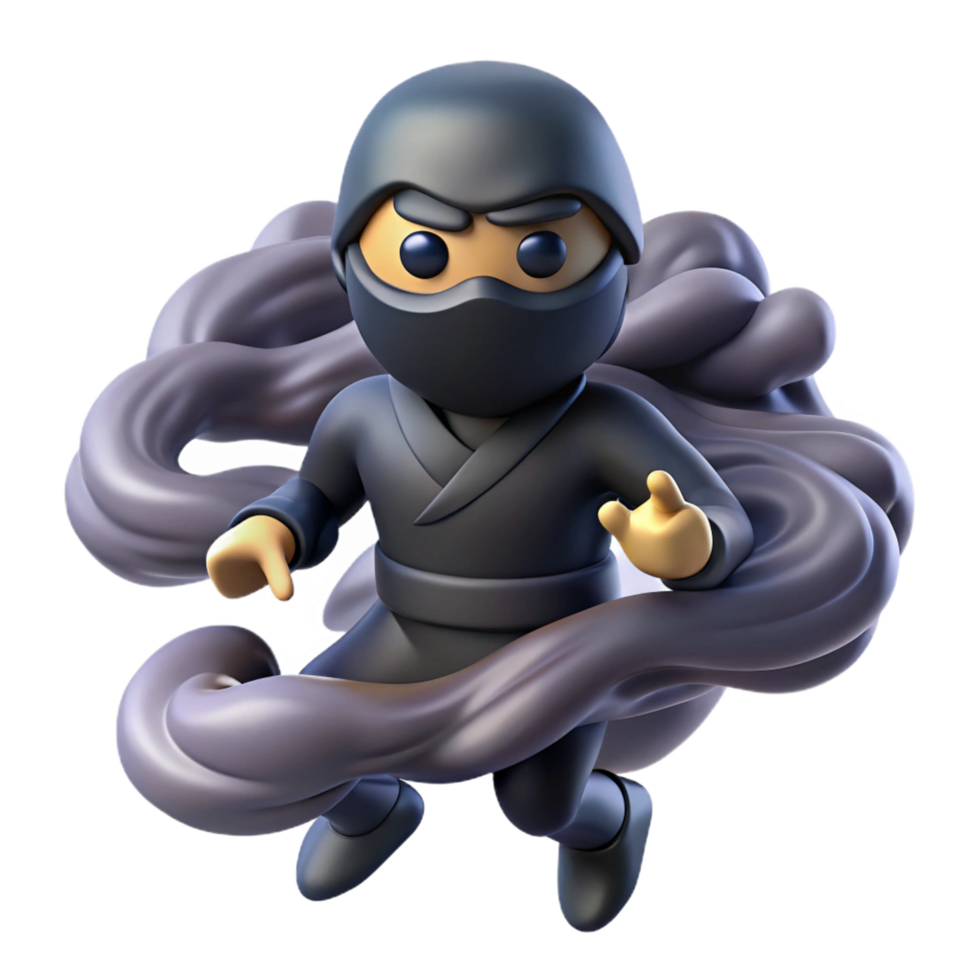 beautiful rustic 3D Ninja Illustration authentic png