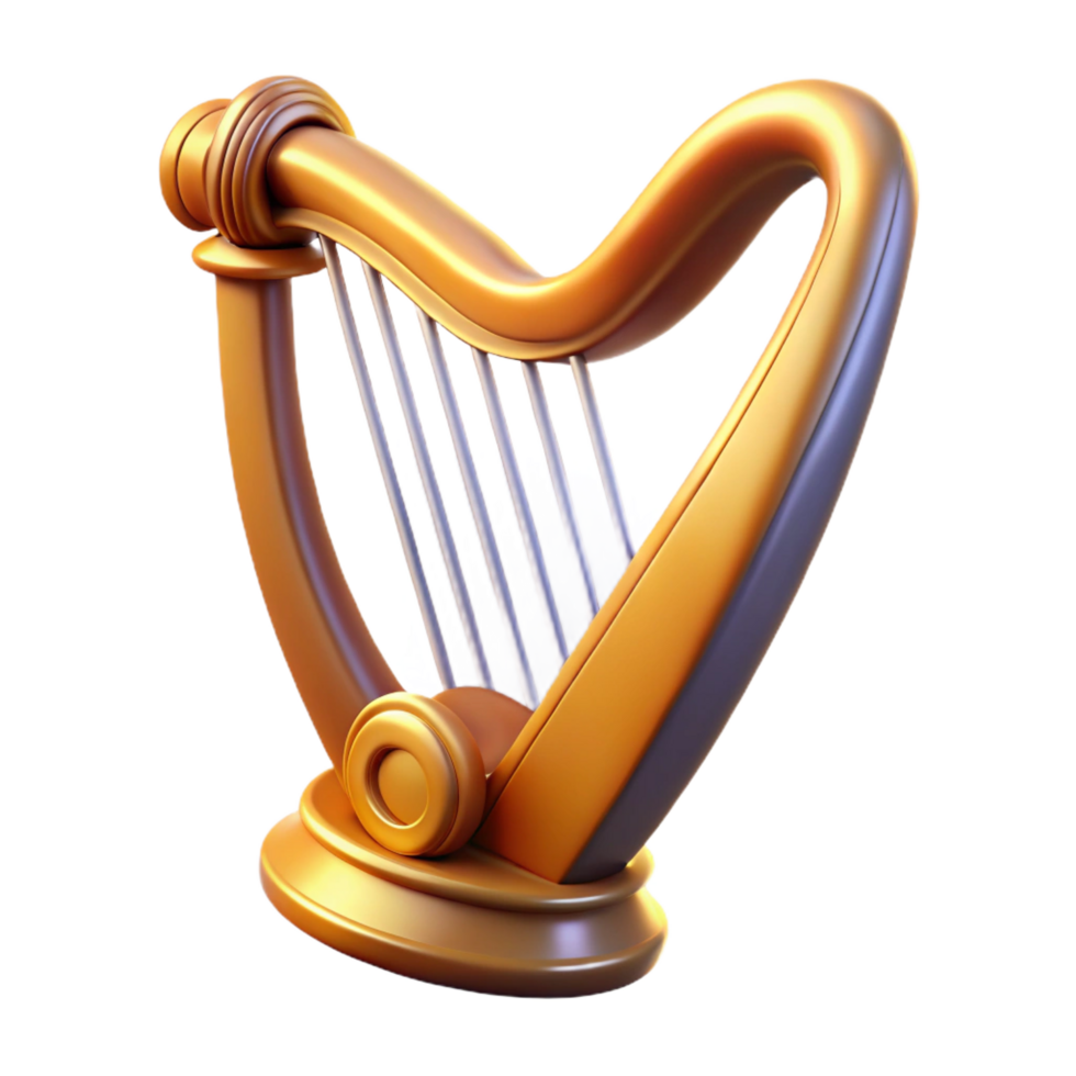 impressive rustic Golden Harp 3D Render authentic png