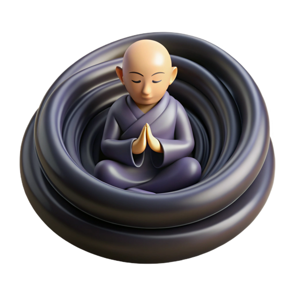 serene modern 3D Monk in Meditation Abstract Background professional png