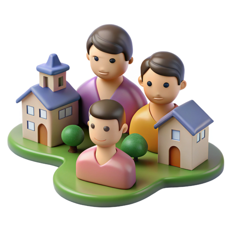 stunning abstract 3D Illustration Family Home Sweet Home detailed png