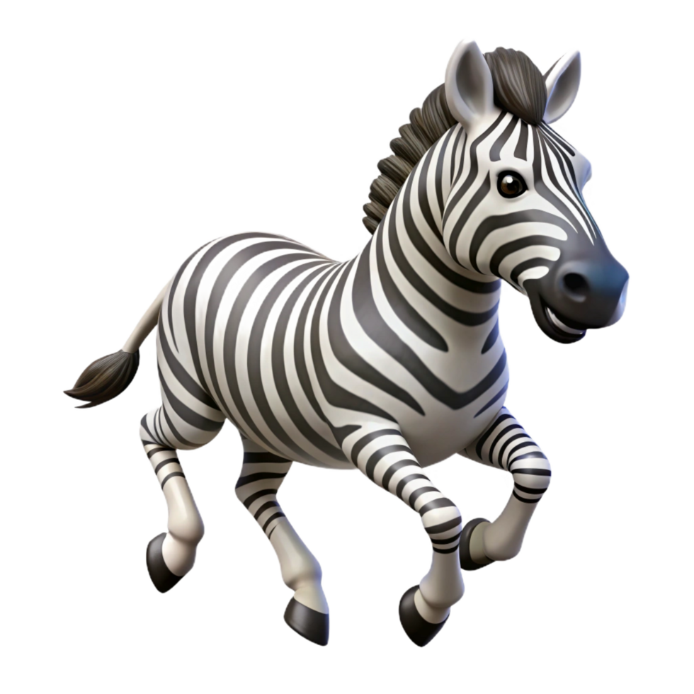 elegant rustic Running Zebra 3D Illustration authentic png