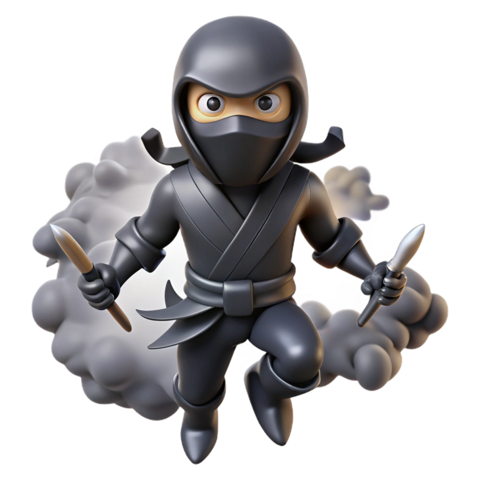 impressive classic 3D Ninja Cartoon Illustration authentic png
