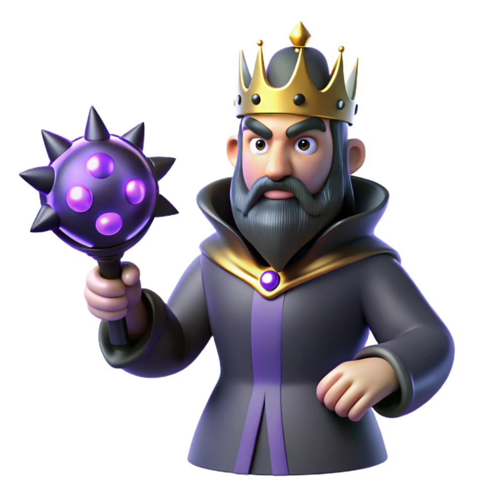 serene contemporary 3D Render King with Mace professional png