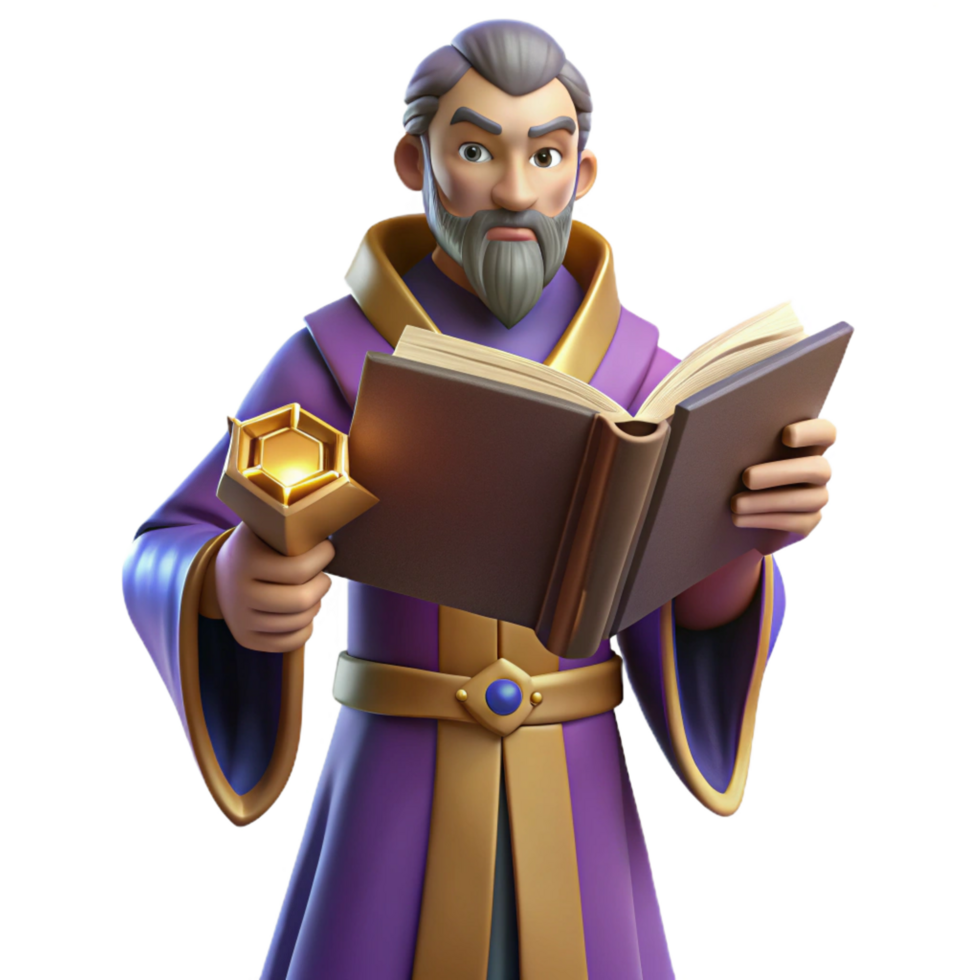 extraordinary artistic Wise Wizard 3D Render authentic png