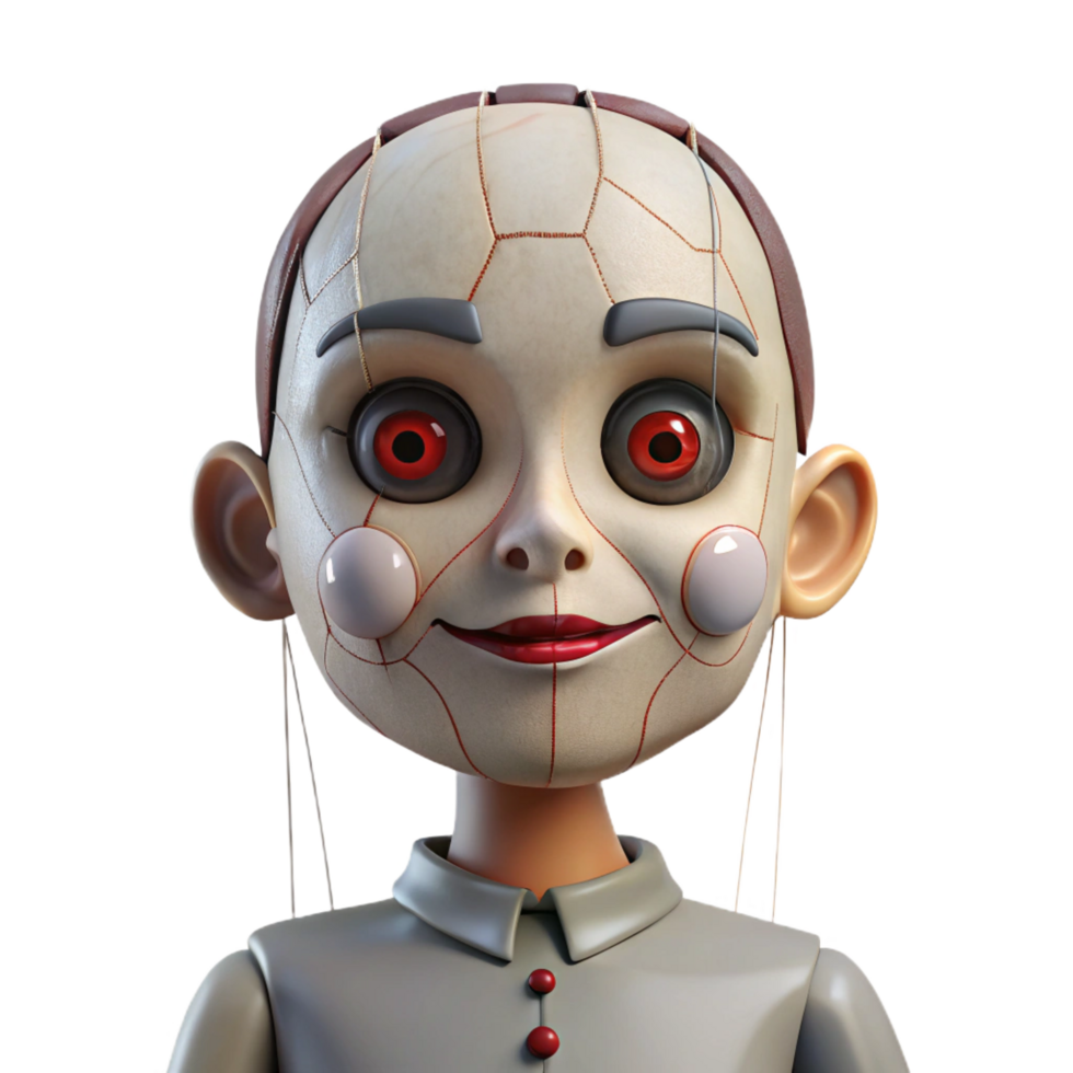 wonderful minimalist 3D Render of a Creepy Marionette Doll 4K png