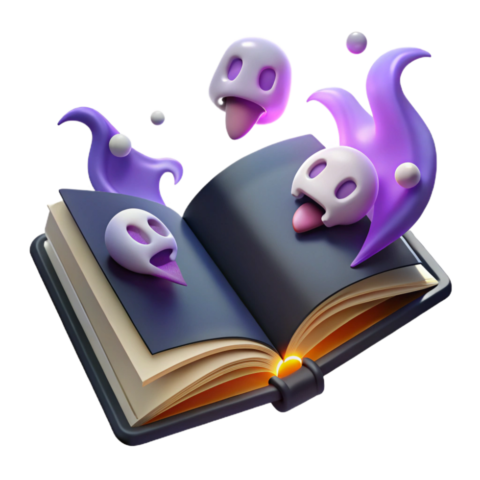 dramatic creative 3D Book Illustration with Spooky Ghosts original png