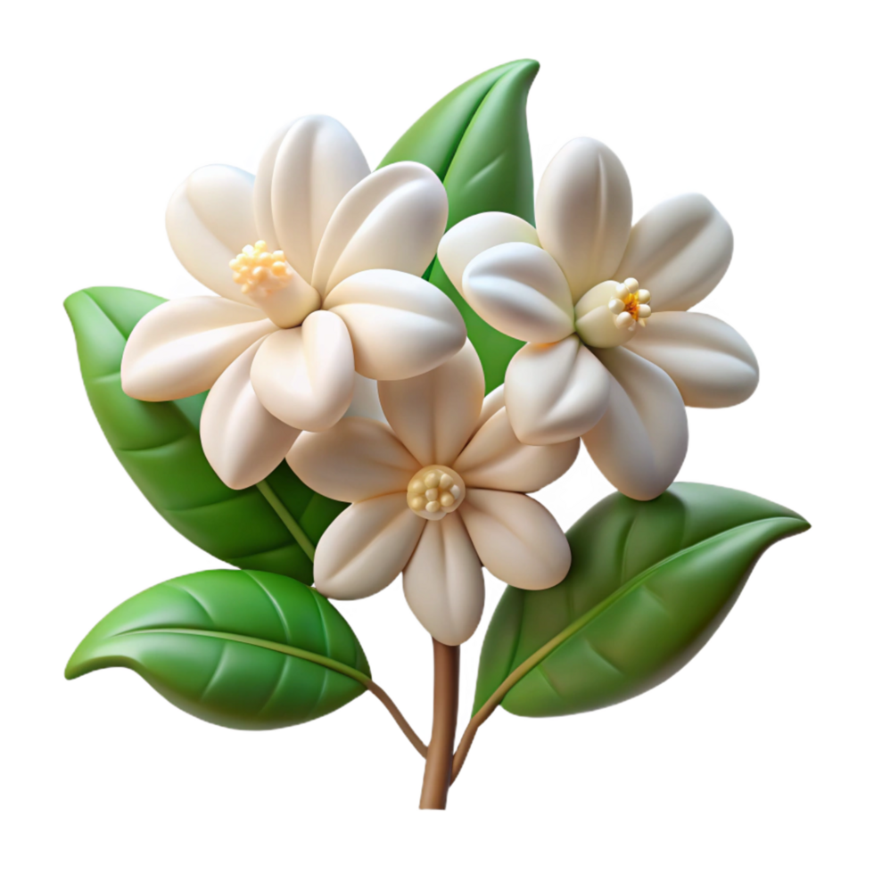 magnificent minimalist 3D Render of White Flowers high resolution png