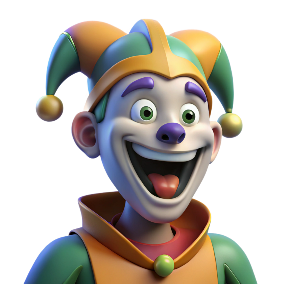 serene minimalist Joyful 3D Jester Illustration detailed png