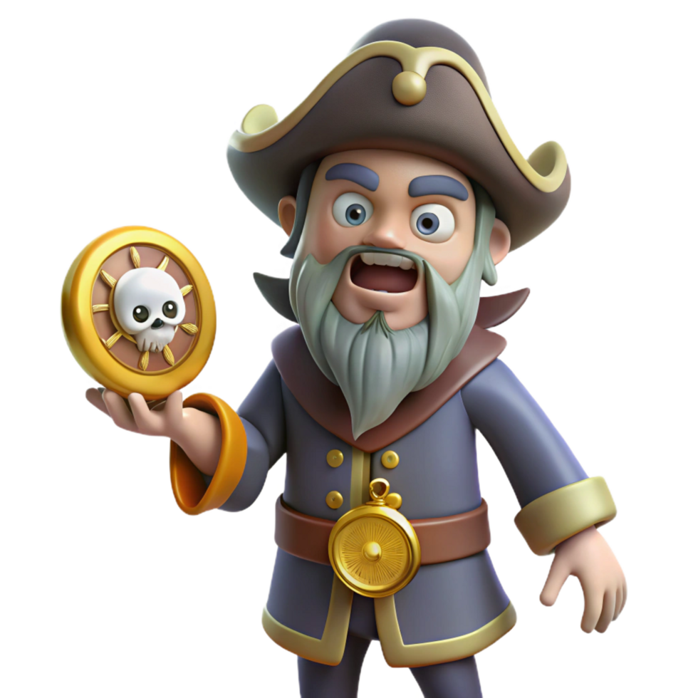 impressive creative Jolly Pirate Captain 3D Render genuine png