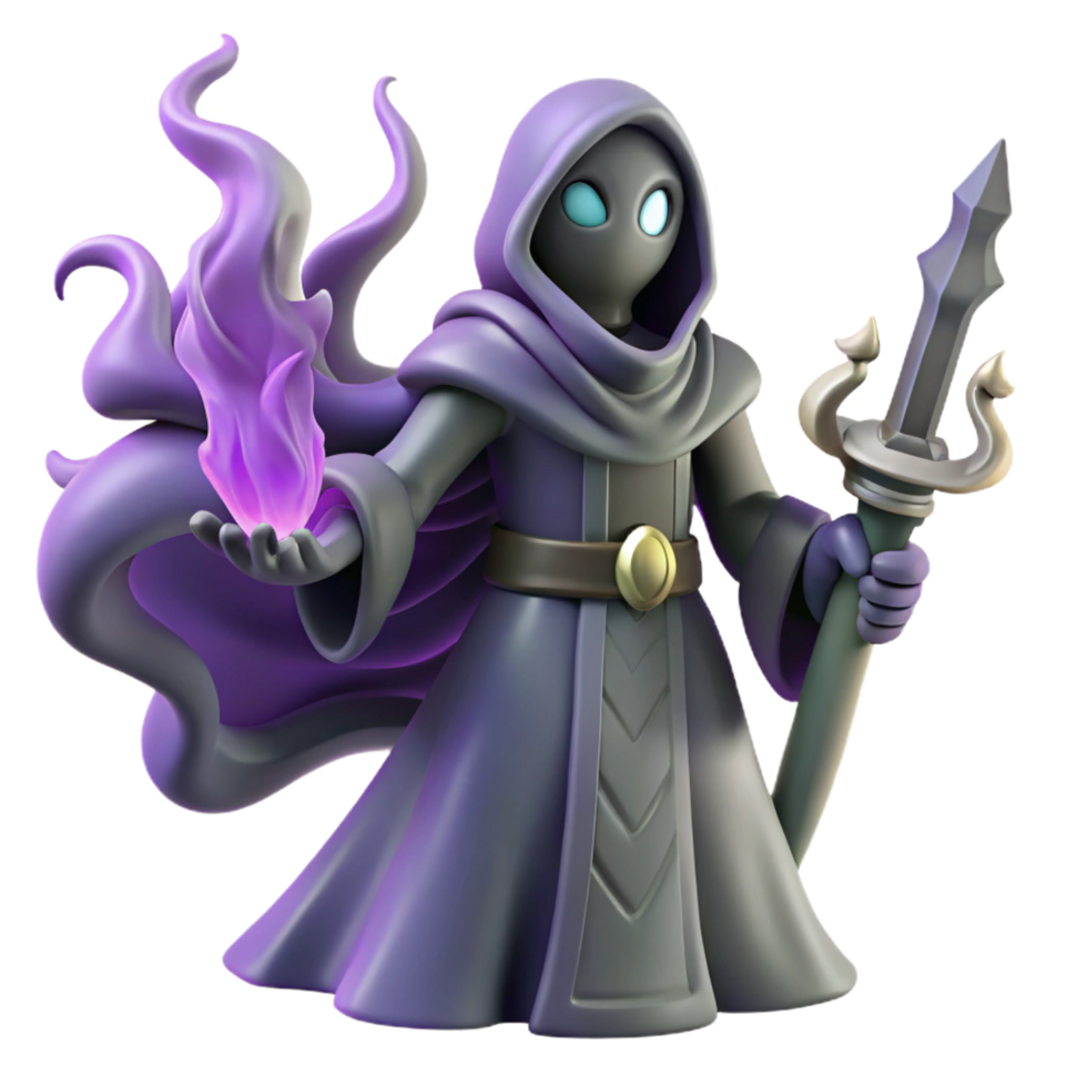 vibrant creative 3D Render Purple Robed Wizard authentic png