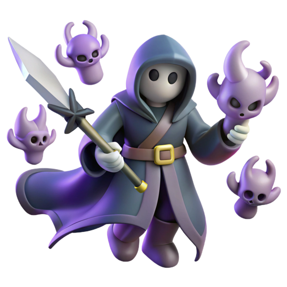 extraordinary contemporary 3D Render Fantasy Mage with Spirits genuine png