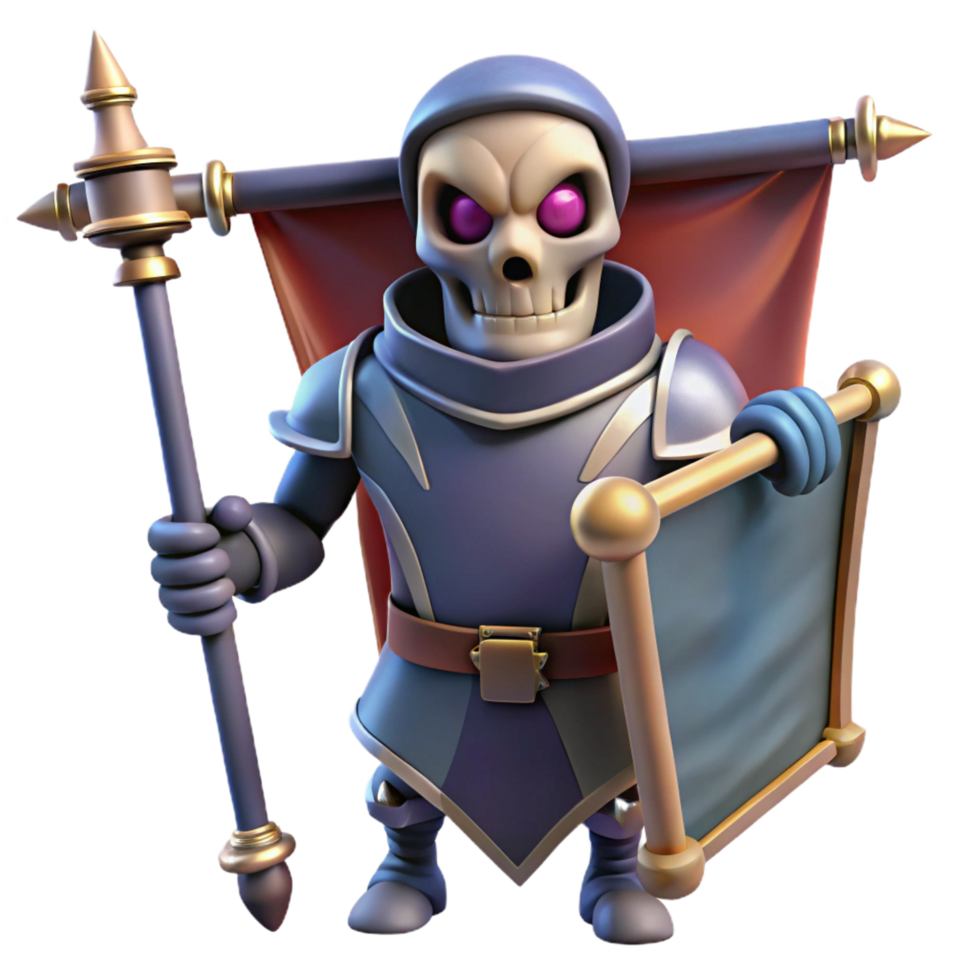 serene abstract Skeleton Knight 3D Render authentic png
