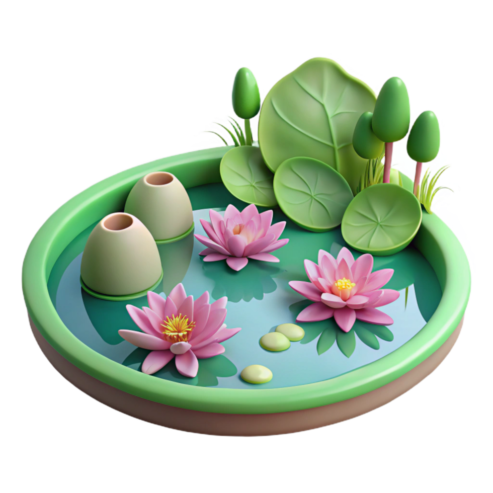 wonderful creative 3D Lotus Pond Illustration original png