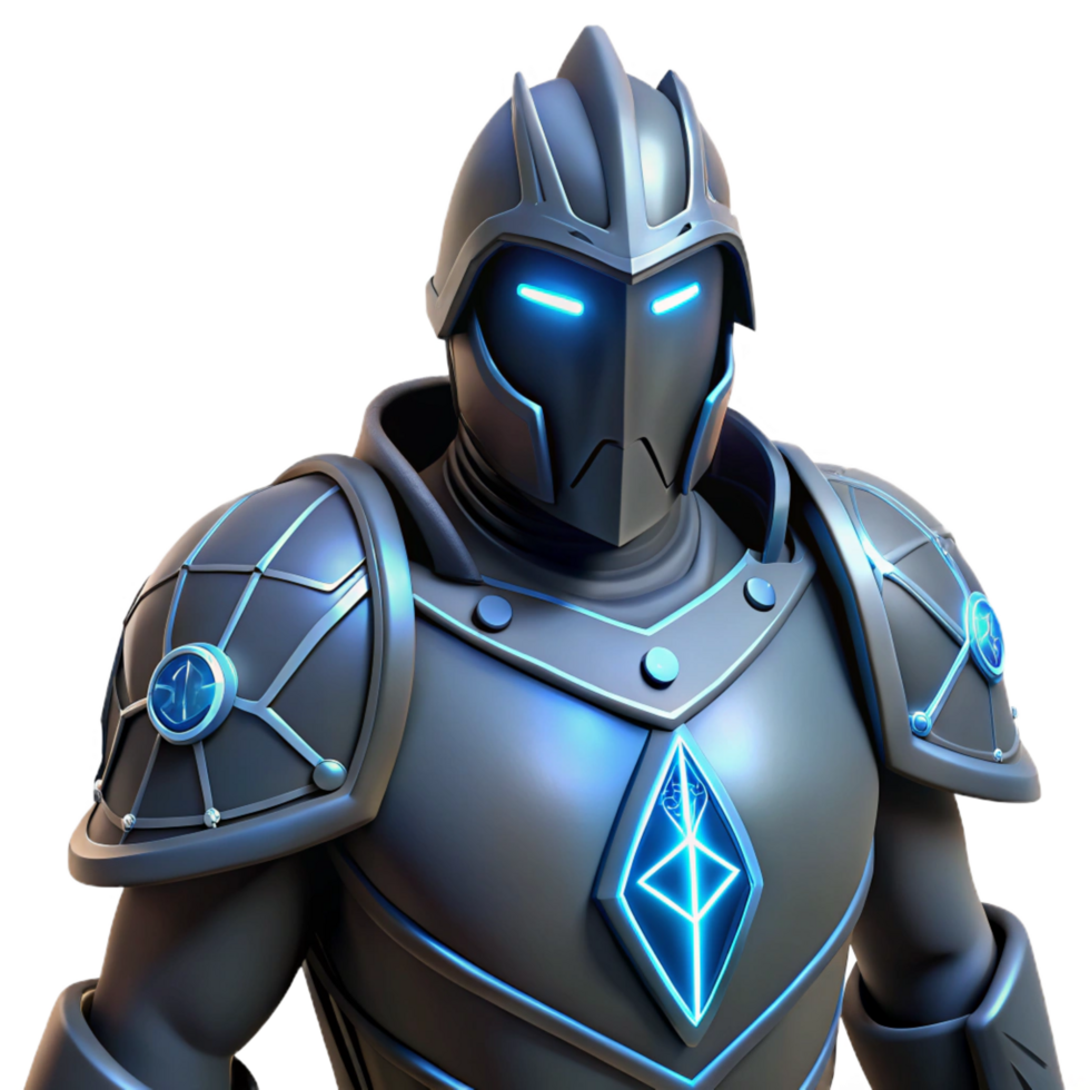 vibrant traditional 3D Render Glowing Knight Armor 4K png