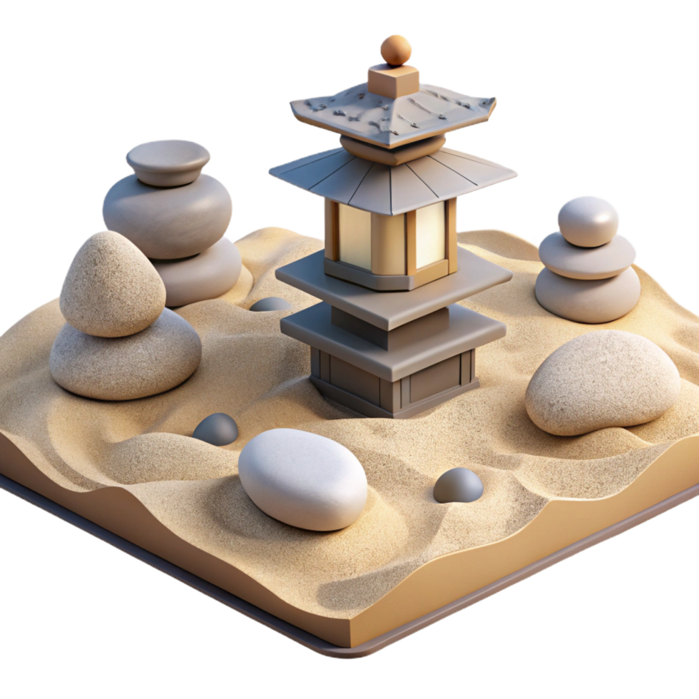 impressive traditional Serene Zen Garden 3D Illustration genuine png