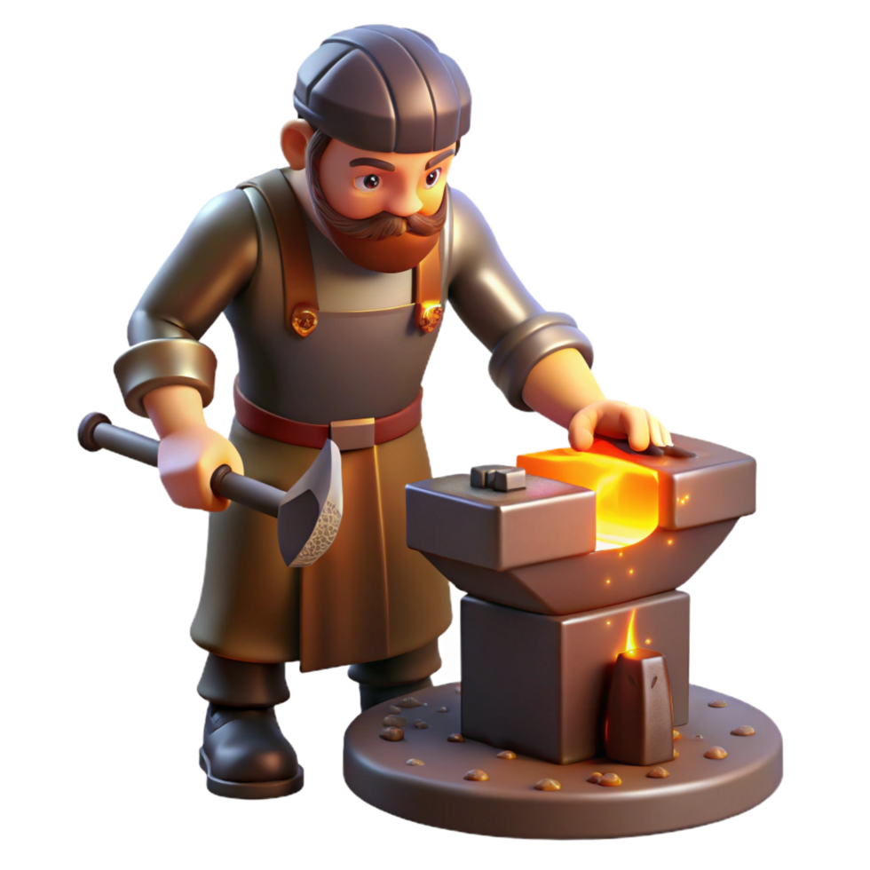 beautiful rustic 3D Render Blacksmith at Work original png