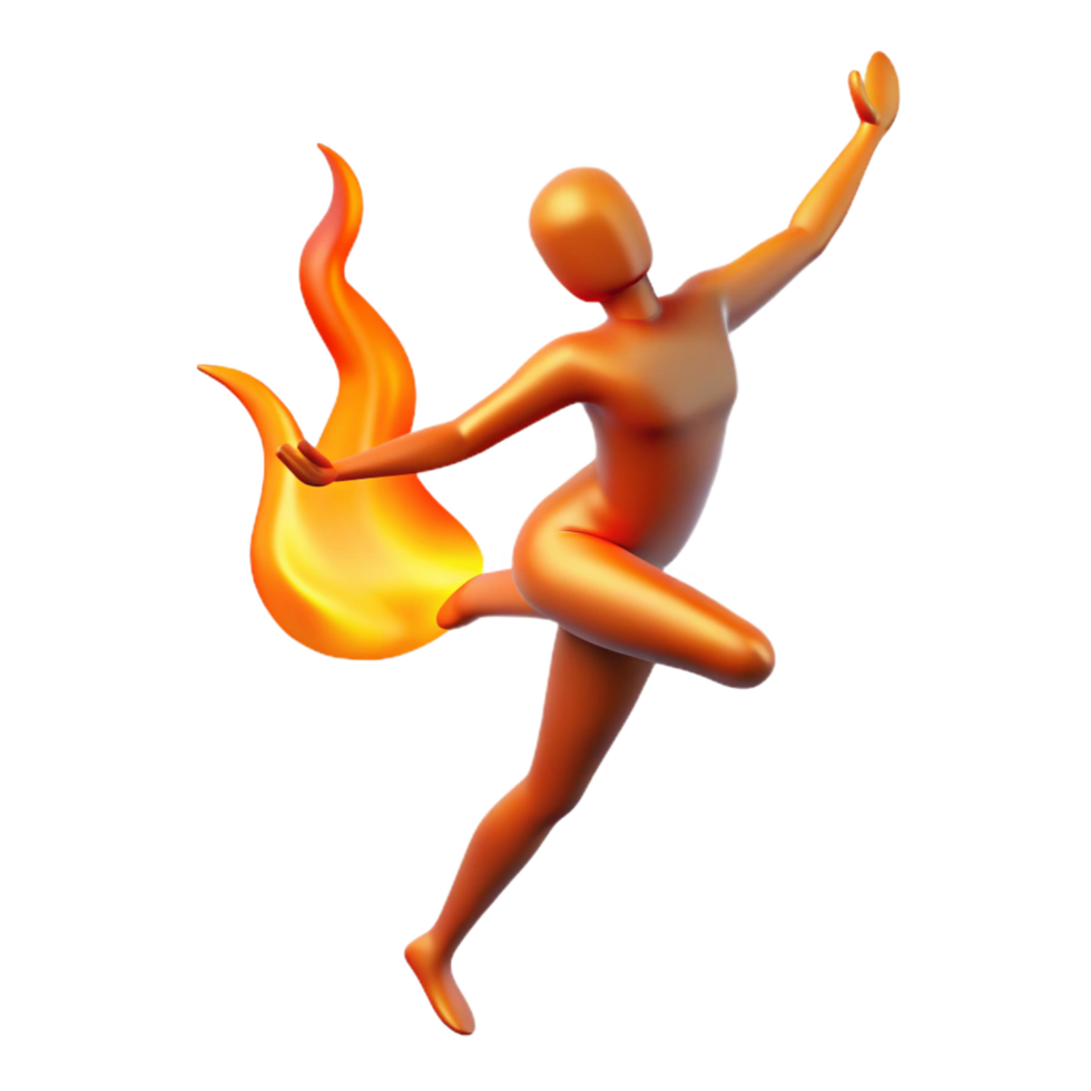 extraordinary classic 3D Illustration Fiery Figure in Motion high resolution png
